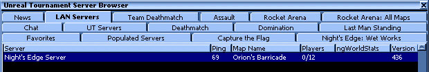The UT game browser -- LAN games