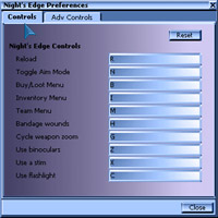 The Night's Edge Configuration menu