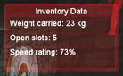 The Inventory Data panel