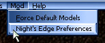 The Night's Edge Configuration menu