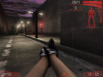 A pistol in high aim mode